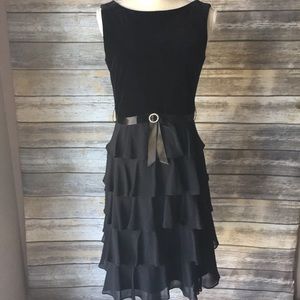 LBD in velvet top with 5 tiered ruffled skirt